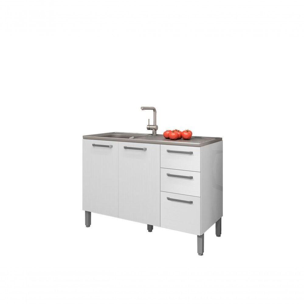 Balcão 1,2m 3 Portas 2 Gavetas Sem Tampo Mad Versalhes Branco Supremo - 4