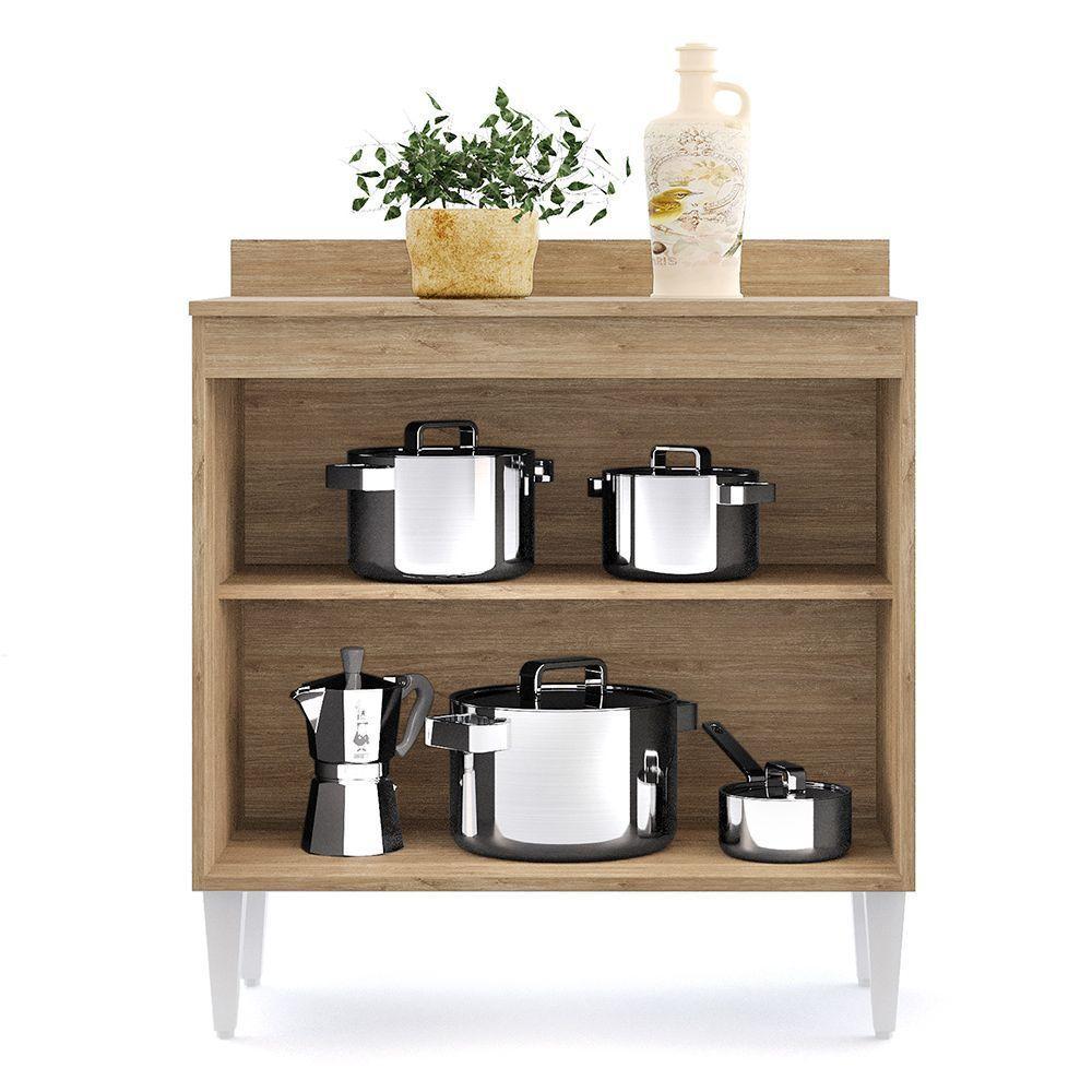 Balcão 02S Sara Castanho Cinza 80Cm - 4