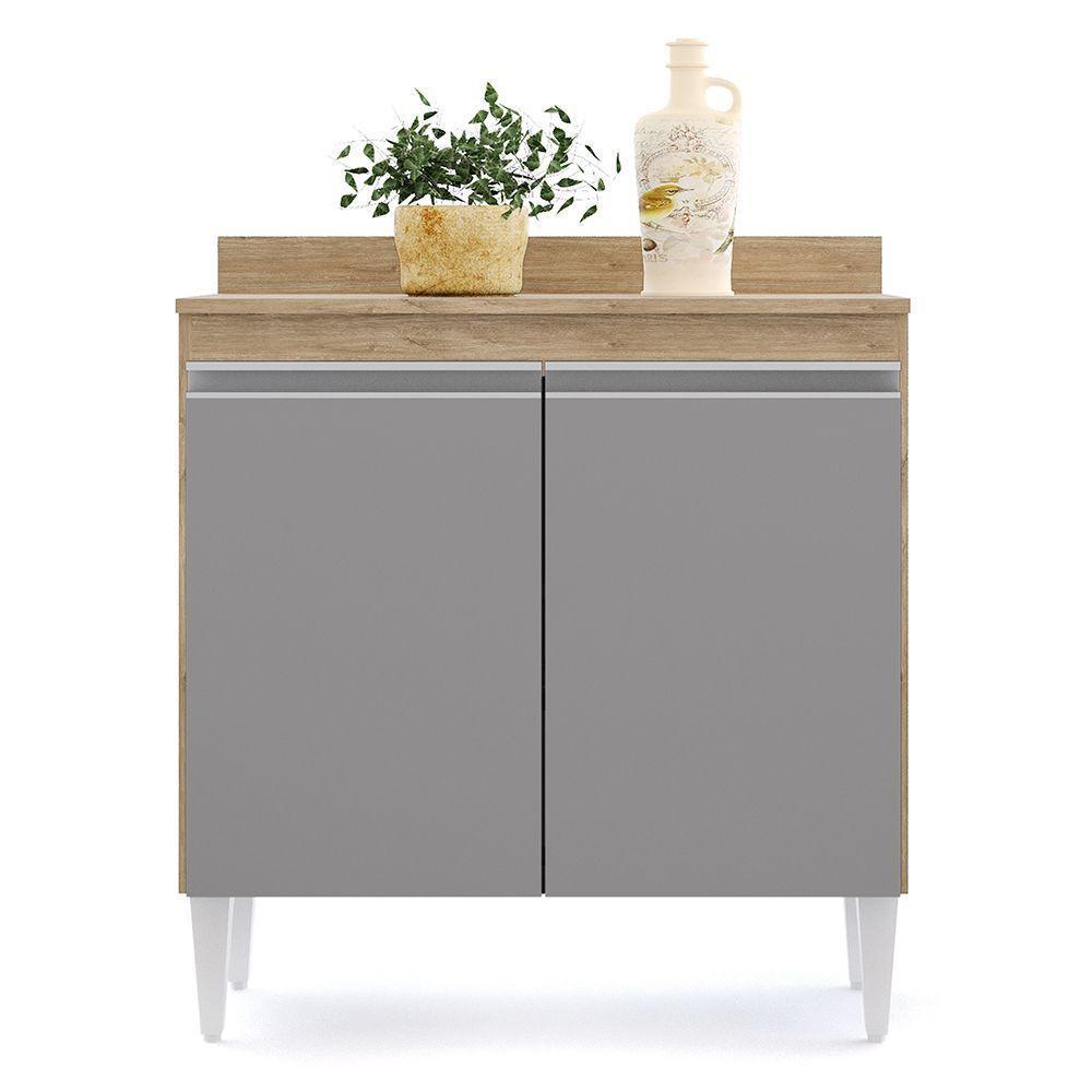 Balcão 02S Sara Castanho Cinza 80Cm - 5