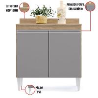 Balcão 02S Sara Castanho Cinza 80Cm - 3