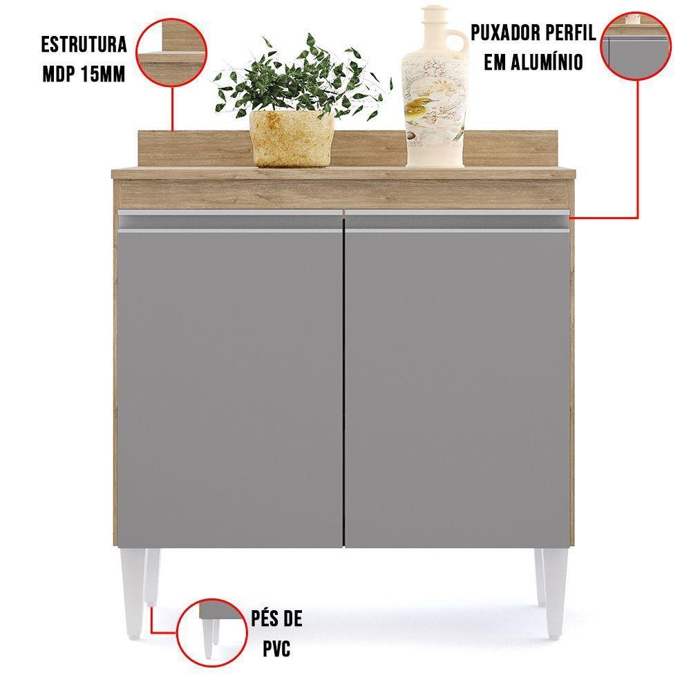 Balcão 02S Sara 80Cm Castanho Cinza - 3