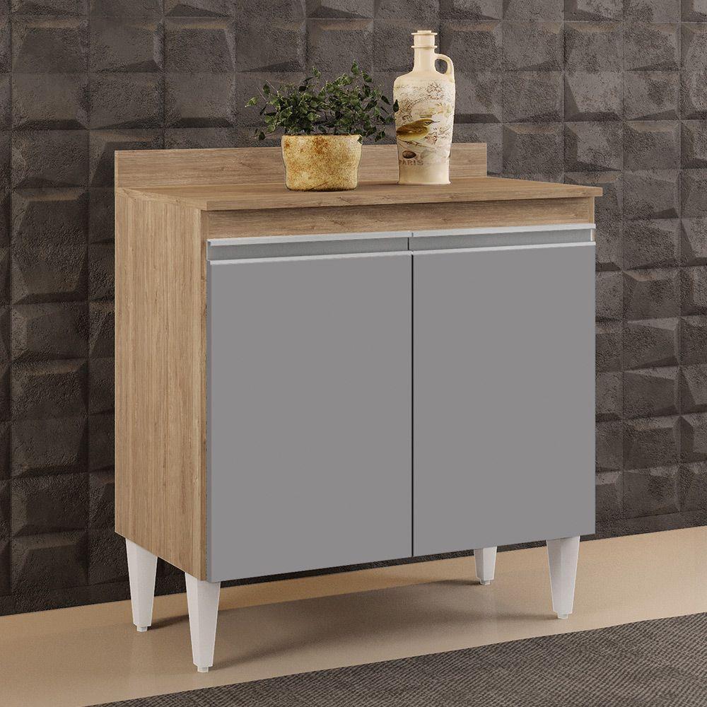 Balcão 02S Sara 80Cm Castanho Cinza - 6