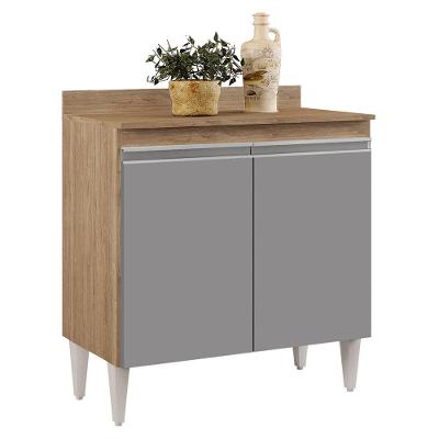 Balcão 02S Sara 80Cm Castanho Cinza