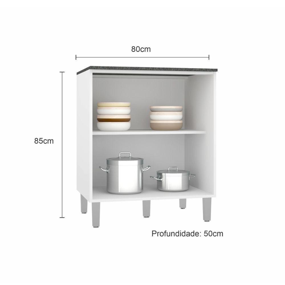 Balcão 2 Portas Com Tampo Evidence Poliman Móveis Branco - 2