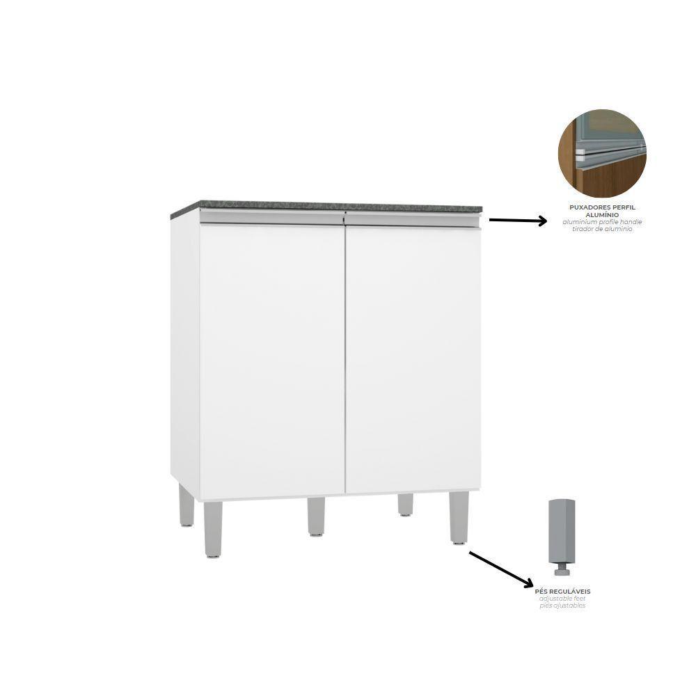 Balcão 2 Portas Com Tampo Evidence Poliman Móveis Branco - 3