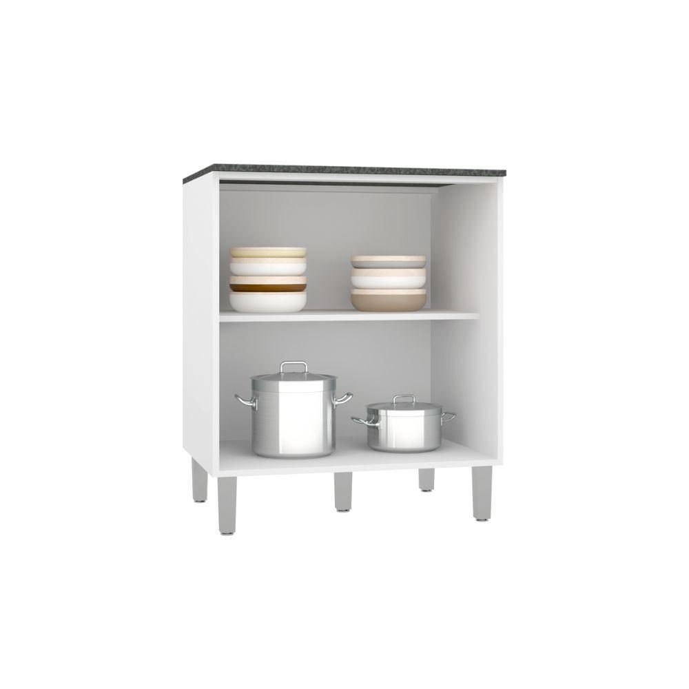 Balcão 2 Portas Com Tampo Evidence Poliman Móveis Branco - 7