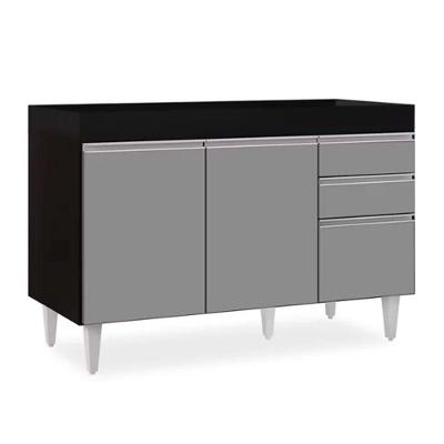 Balcão 02 Gavetas Beth Preto Cinza 120Cm