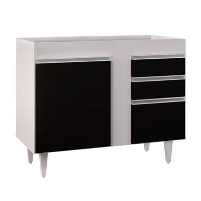 Balcão 02 Gavetas Bia 100Cm Branco Preto