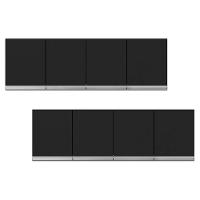 Kit 02 Armários De Cozinha Aéreo 160Cm 4 Portas Preto - 1