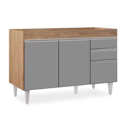 Balcão 02 Gavetas 120Cm Castanho Cinza