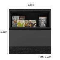 Balcão Com Tampo 80cm Com 1 Porta E 1 Gaveta Etna Cor Grafite Poliman Móveis - 7