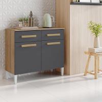 Balcão Para Cozinha Com 02 Portas E 02 Gavetas Juma Cor Atacama Grafite Aramóveis - 1