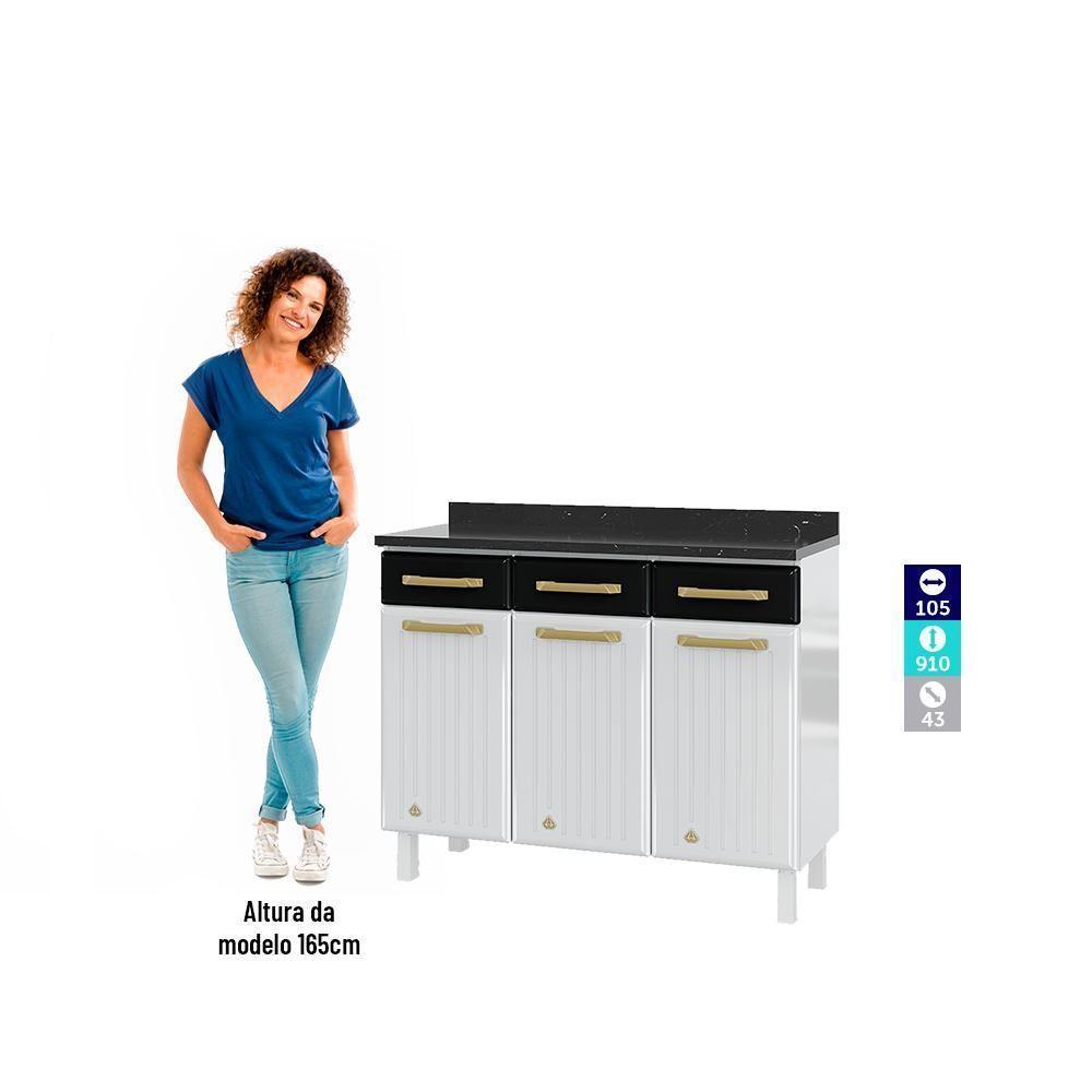 Balcão De Cozinha De Aço Triplo Telasul Diamante C/ Tampo Bco/pto - 5