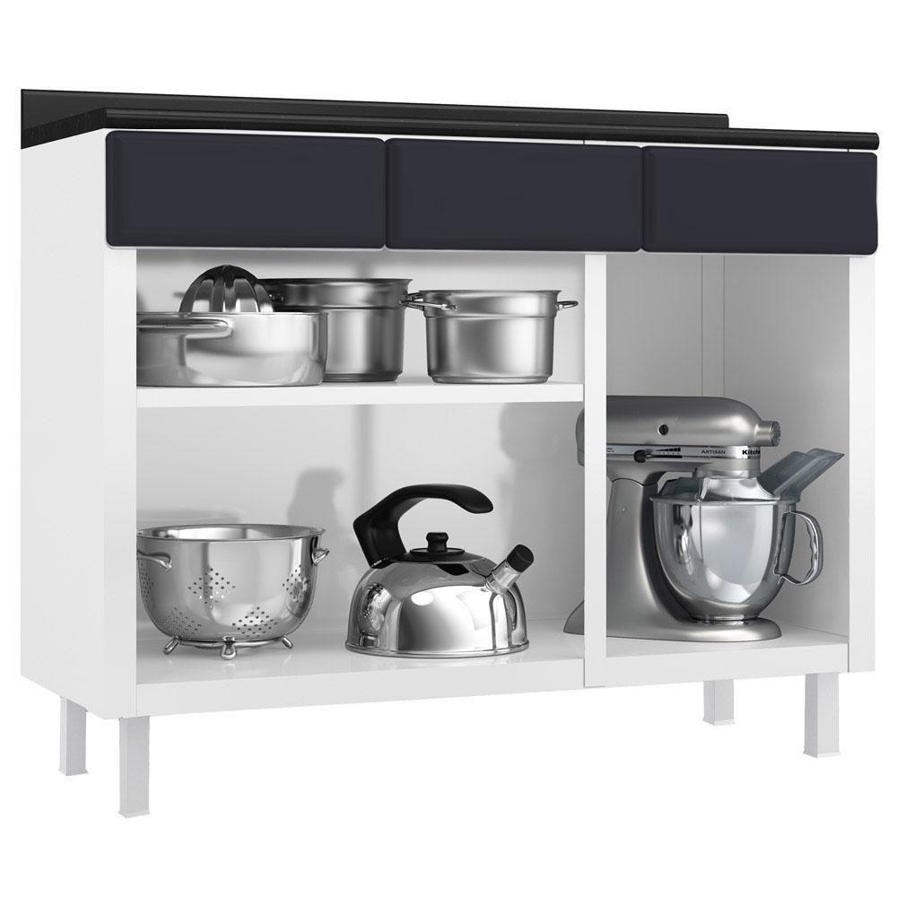 Balcão De Cozinha De Aço Triplo Telasul Diamante C/ Tampo Bco/pto - 7