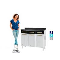 Balcão De Cozinha De Aço Triplo Telasul Diamante C/ Tampo Bco/pto - 5