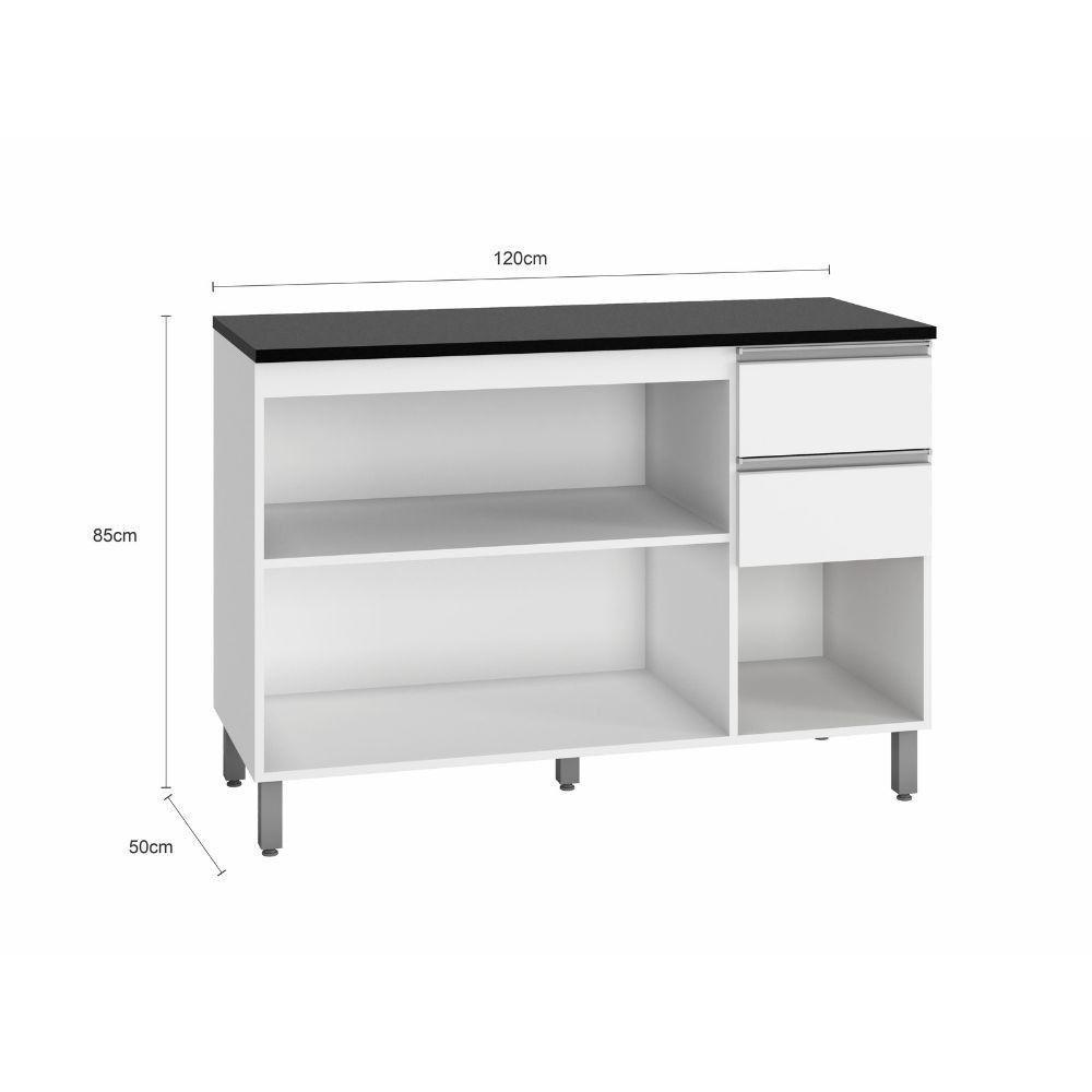 Balcão Com Tampo Evidence 3 Portas 2 Gavetas Mdp Poliman Móveis Branco - 2