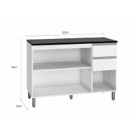 Balcão Com Tampo Evidence 3 Portas 2 Gavetas Mdp Poliman Móveis Branco - 2