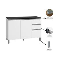 Balcão Com Tampo Evidence 3 Portas 2 Gavetas Mdp Poliman Móveis Branco - 6