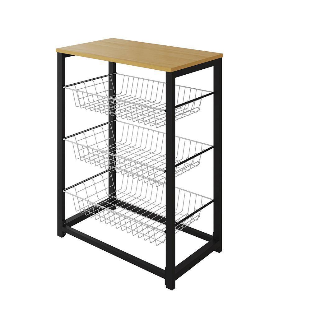 Fruteira Com Suporte Para Micro-Ondas Barcelona Aço Preto Cesto Cobre Tampo Branco - Cor: Marrom - 3