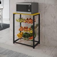 Fruteira Com Suporte Para Micro-Ondas Barcelona Aço Preto Cesto Cobre Tampo Branco - Cor: Marrom - 1