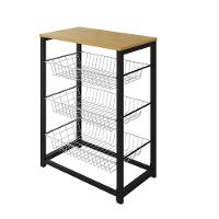 Fruteira Com Suporte Para Micro-Ondas Barcelona Aço Preto Cesto Cobre Tampo Branco - Cor: Marrom - 3