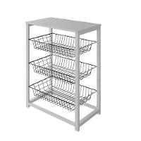 Fruteira Com Suporte Para Micro-Ondas Barcelona Aço Branco Cesto Preto Tampo Branco - Cor: Marrom - 3