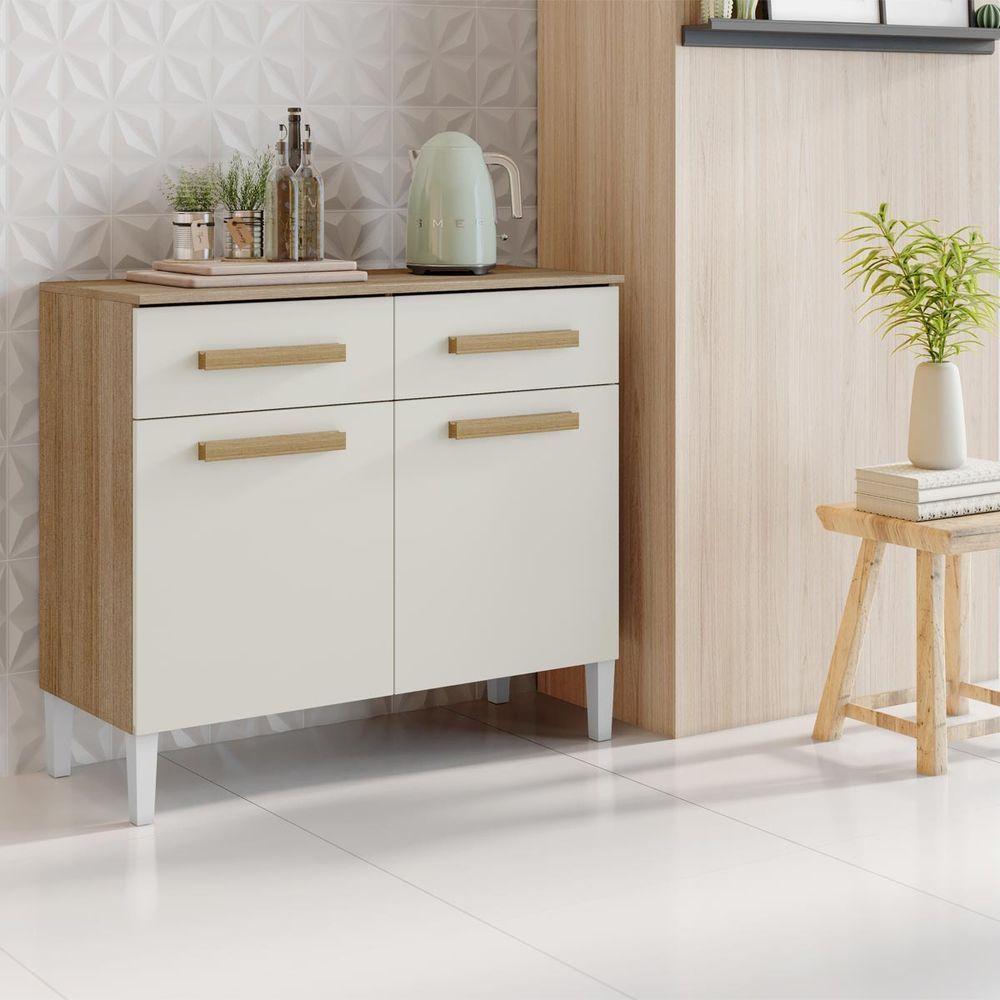 Balcão Para Cozinha Com 02 Portas E 02 Gavetas Juma Cor Atacama Off White Aramóveis - 2