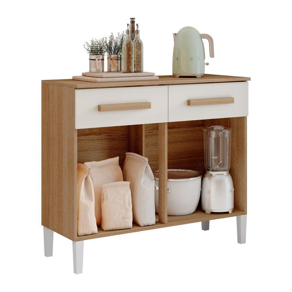 Balcão Para Cozinha Com 02 Portas E 02 Gavetas Juma Cor Atacama Off White Aramóveis - 3