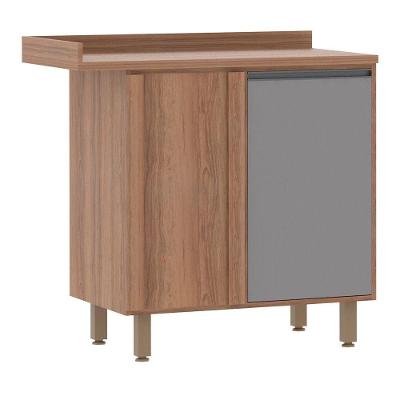 Balcão Cozinha 95Cm Canto Reto 1 Porta Cinza Puro Isa Luciane Móveis