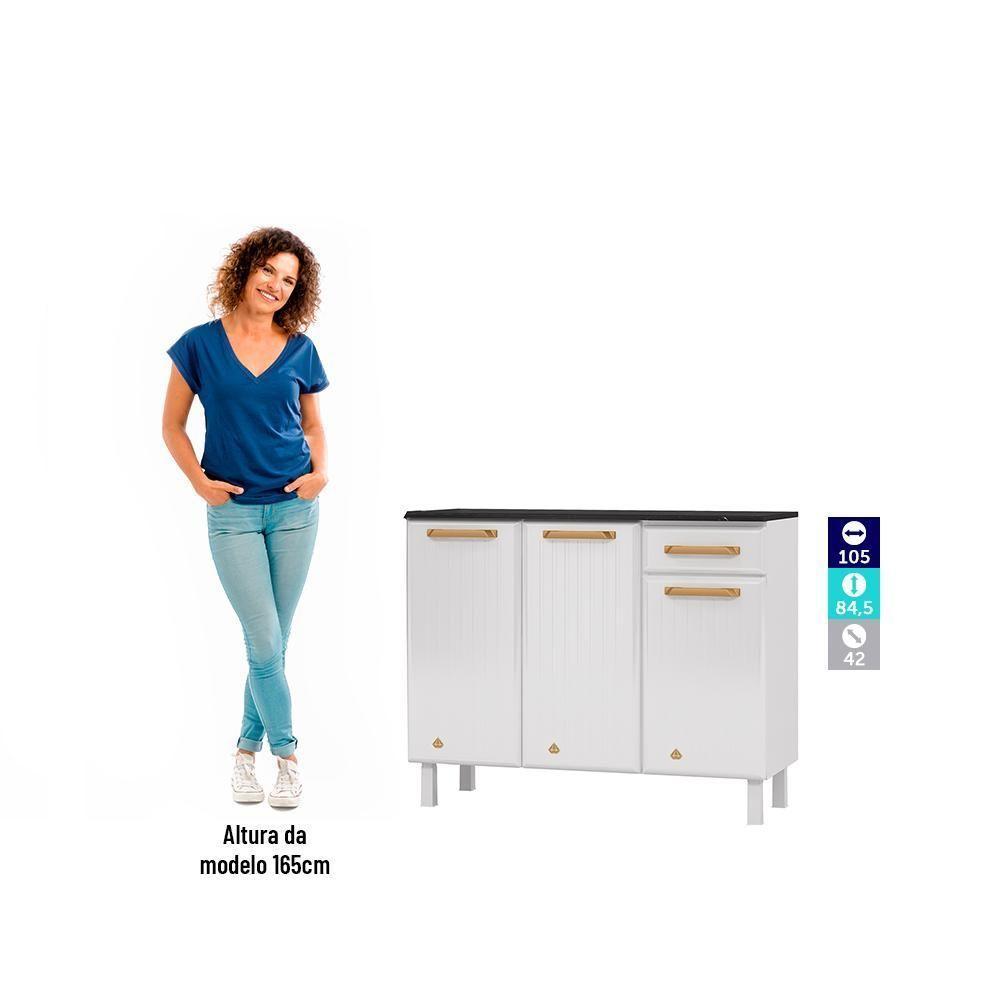 Balcão De Cozinha De Aço Triplo Telasul Diamante Smart C/ Tampo Bco - 3