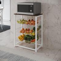 Fruteira Com Suporte Para Micro-Ondas Barcelona Aço Branco Cesto Branco Tampo Amêndoa - Cor: Marrom - 1