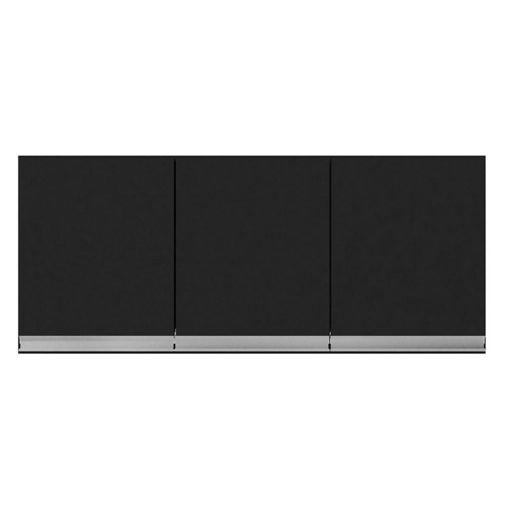Armário De Cozinha Aéreo Andréia 120Cm 3 Portas Preto - 1