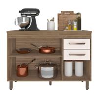 Balcão Com 3 Portas E 2 Gavetas Sem Tampo Barcelona Cor Carvalho Oak Off White Poliman Móveis - 5