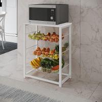 Fruteira Com Suporte Para Micro-Ondas Barcelona Aço Branco Cesto Branco Tampo Branco - Cor: Marrom - 1