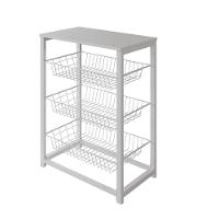 Fruteira Com Suporte Para Micro-Ondas Barcelona Aço Branco Cesto Branco Tampo Branco - Cor: Marrom - 3