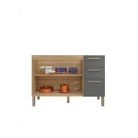 Balcão 1,2m 3 Portas 2 Gavetas Sem Tampo Mad Versalhes Freijo Gris - 3