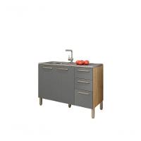 Balcão 1,2m 3 Portas 2 Gavetas Sem Tampo Mad Versalhes Freijo Gris - 4