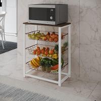 Fruteira Com Suporte Para Micro-Ondas Barcelona Aço Branco Cesto Cobre Tampo Amêndoa - Cor: Marrom - 1