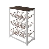 Fruteira Com Suporte Para Micro-Ondas Barcelona Aço Branco Cesto Cobre Tampo Amêndoa - Cor: Marrom - 3