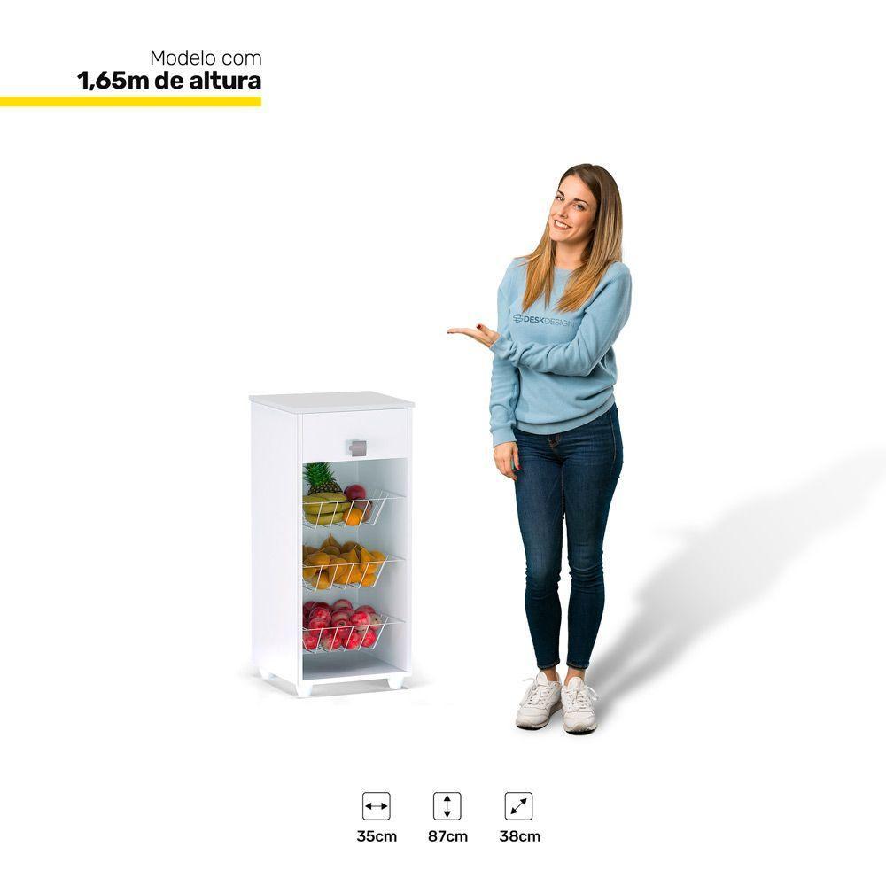 Balcão Fruteira Multiuso Com Cesta E 01 Gaveta Branco - 3