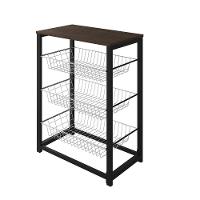 Fruteira Com Suporte Para Micro-Ondas Barcelona Aço Preto Cesto Branco Tampo Amêndoa - Cor: Branco - 6