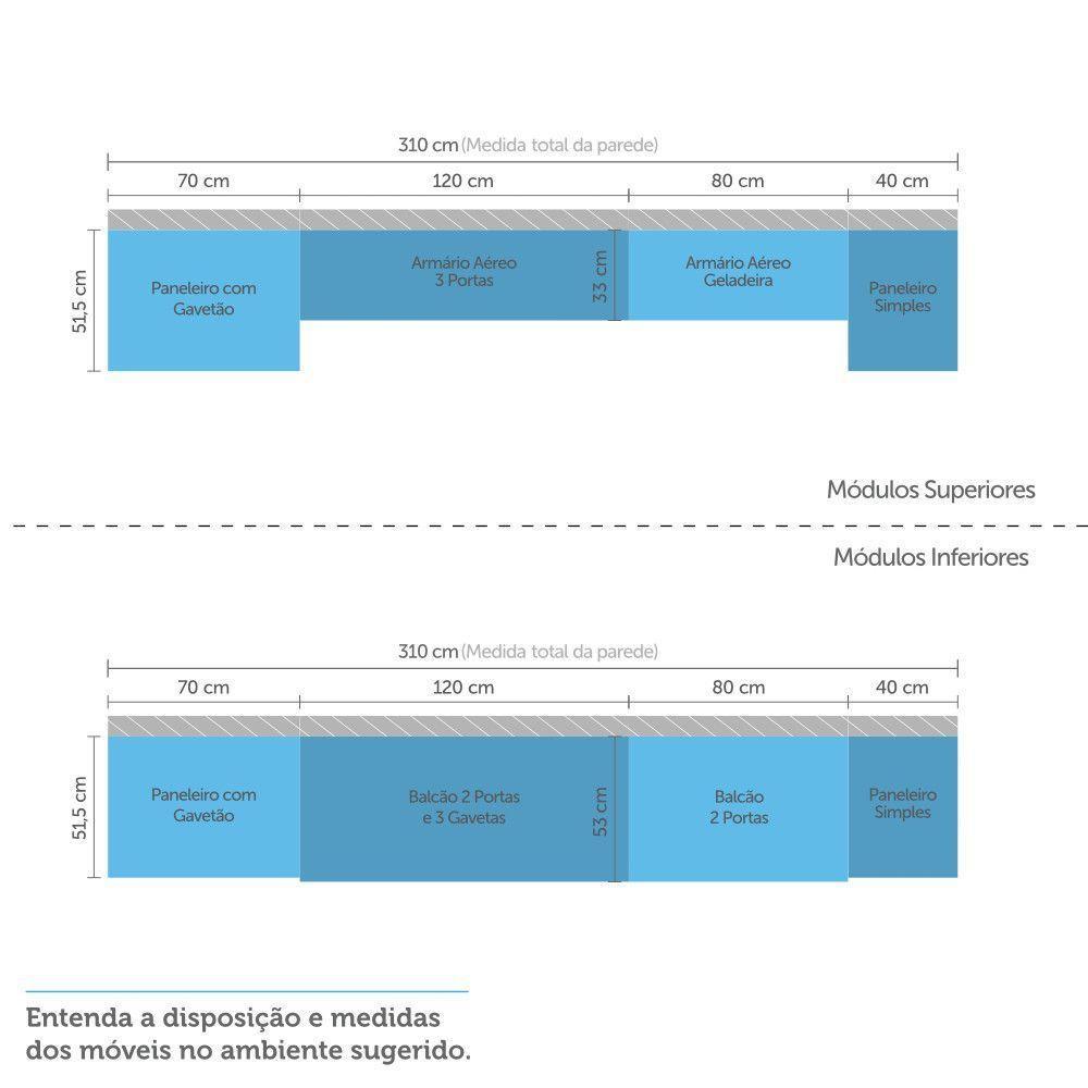Cozinha 8 Pçs Paneleiros Armários Balcões C/Mocca Laca - 7