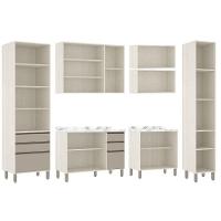 Cozinha 8 Pçs Paneleiros Armários Balcões C/Mocca Laca - 8