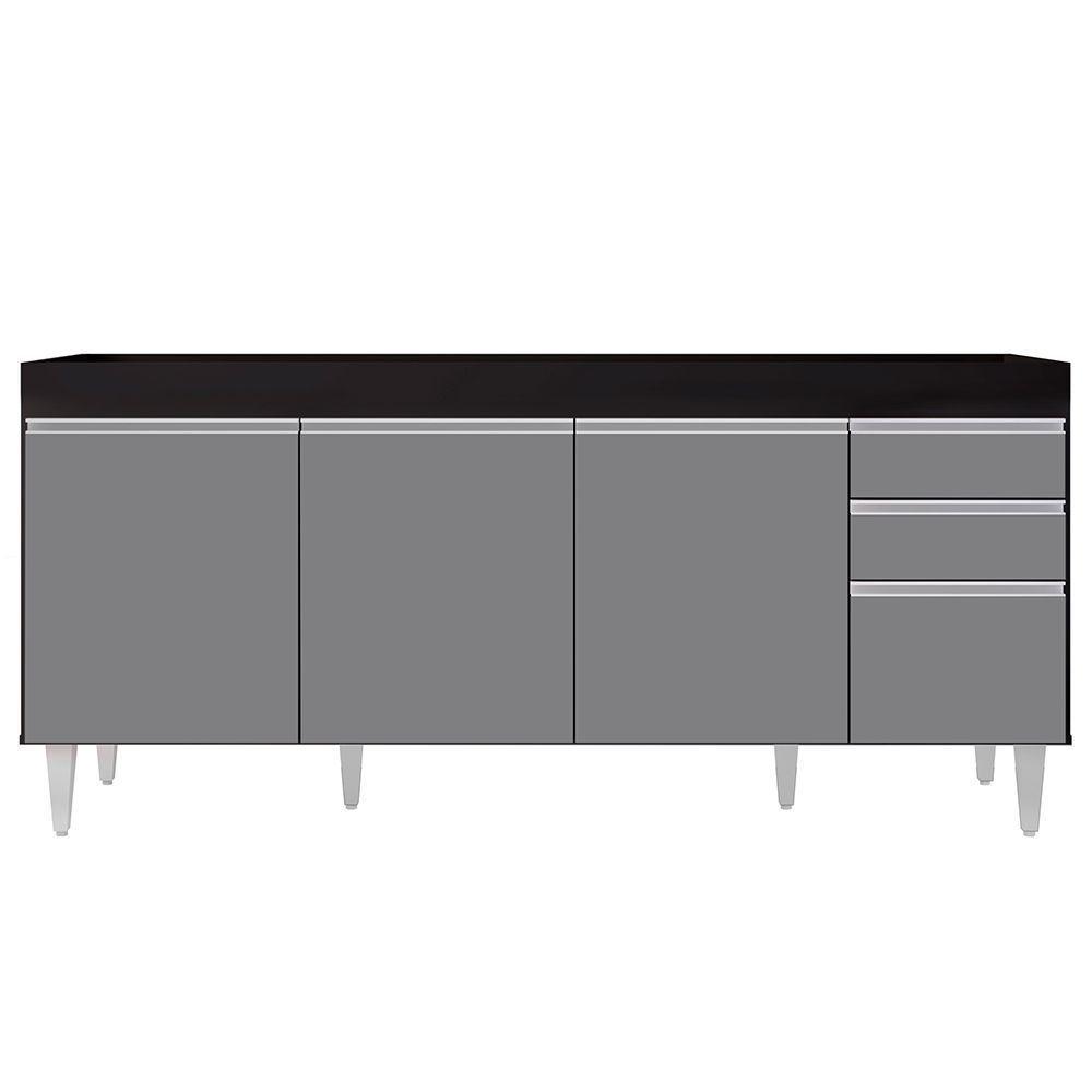 Balcão Gabinete Para Pia 180cm Sem Tampo Dallas Preto/cinza - 2