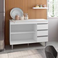 Balcão Gabinete De Pia 120Cm 2 Portas 3 Gavetas Branco - 4