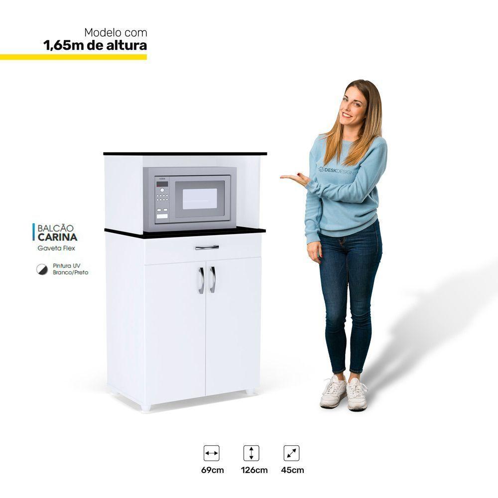Balcão Cozinha Multi 2 Portas E 1 Gaveta Flex Branco - 2