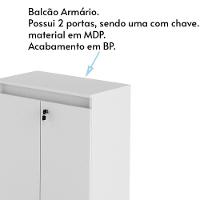 Balcão Com Chave Para Escritório Home Office Me4149 Branco - 9