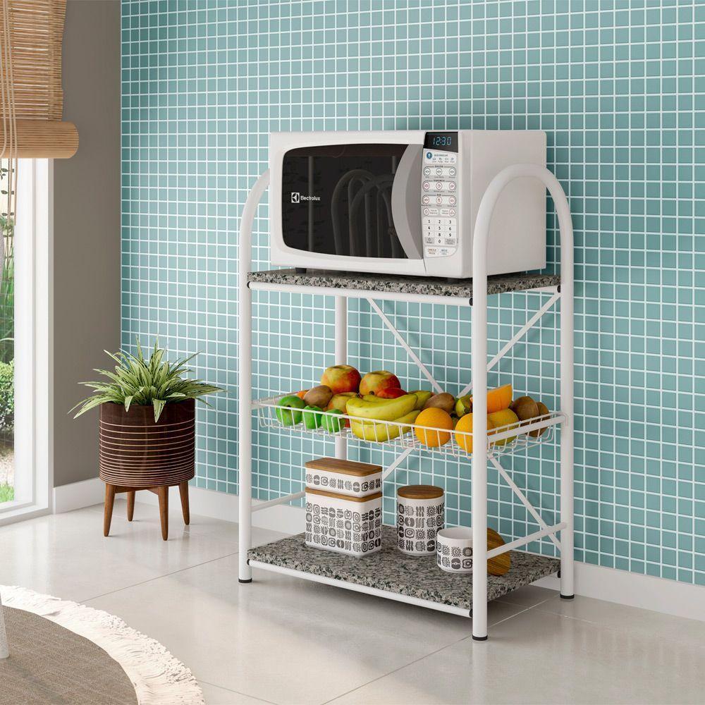 Fruteira Isis Com 2 Prateleiras Em Granito Branco Liso - 2