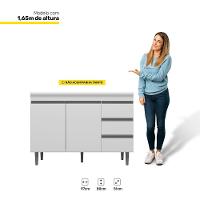 Balcão Gabinete De Pia 100Cm Sem Tampo 2 Portas Branco - 3