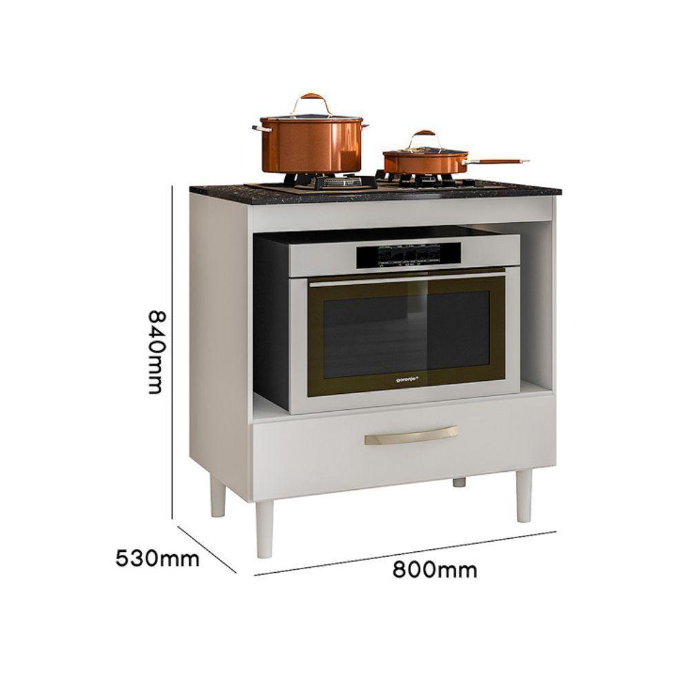 Balcão Nicioli Cooktop 1 Gaveta Branco Com Branco - 2